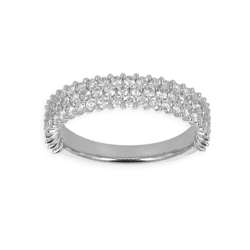 Fascia piccola in oro bianco 18K con diamanti a 3 fili