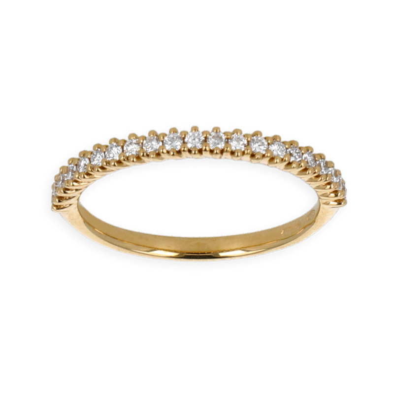 Fedina mezza veretta in Oro Giallo 18K con Diamanti da 0.25 a 1.15 ct
