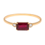 Anello oro giallo 18K con rubino emerald e diamanti laterali