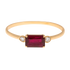 Anello oro giallo 18K con rubino emerald e diamanti laterali