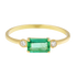 Anello oro giallo 18K con smeraldo emerald e diamanti laterali