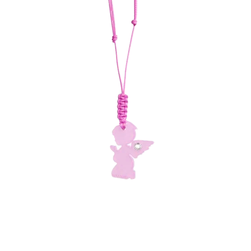 Ciondolo “Angioletto” Rosa con Diamante Incastonato
