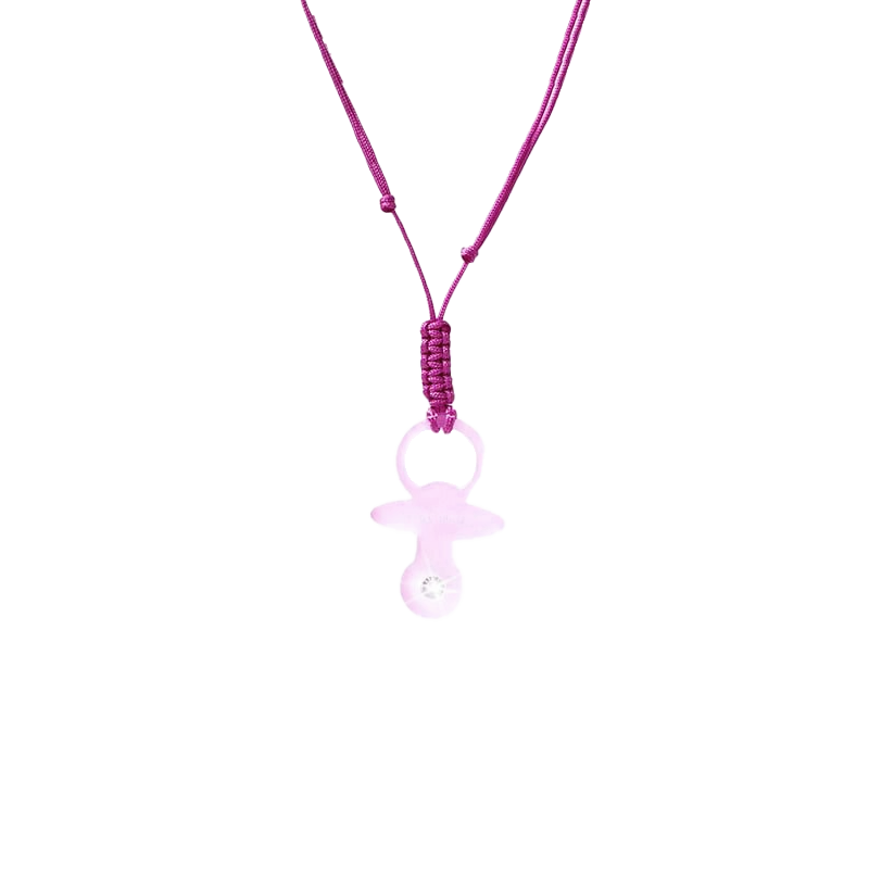 Ciondolo “Ciuccio” Rosa con Diamante Incastonato