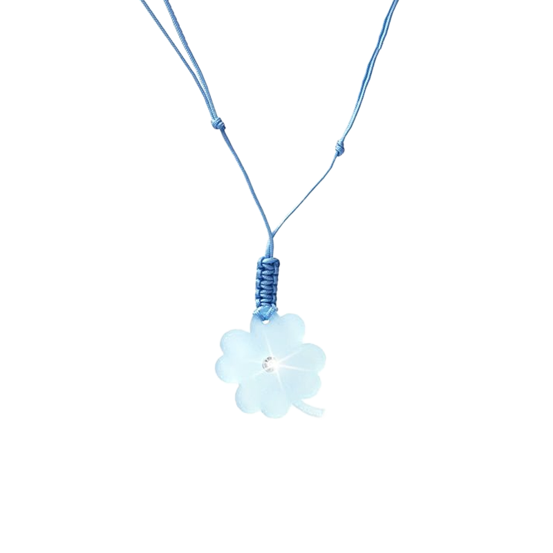 Ciondolo “Quadrifoglio” Blu con Diamante Incastonato