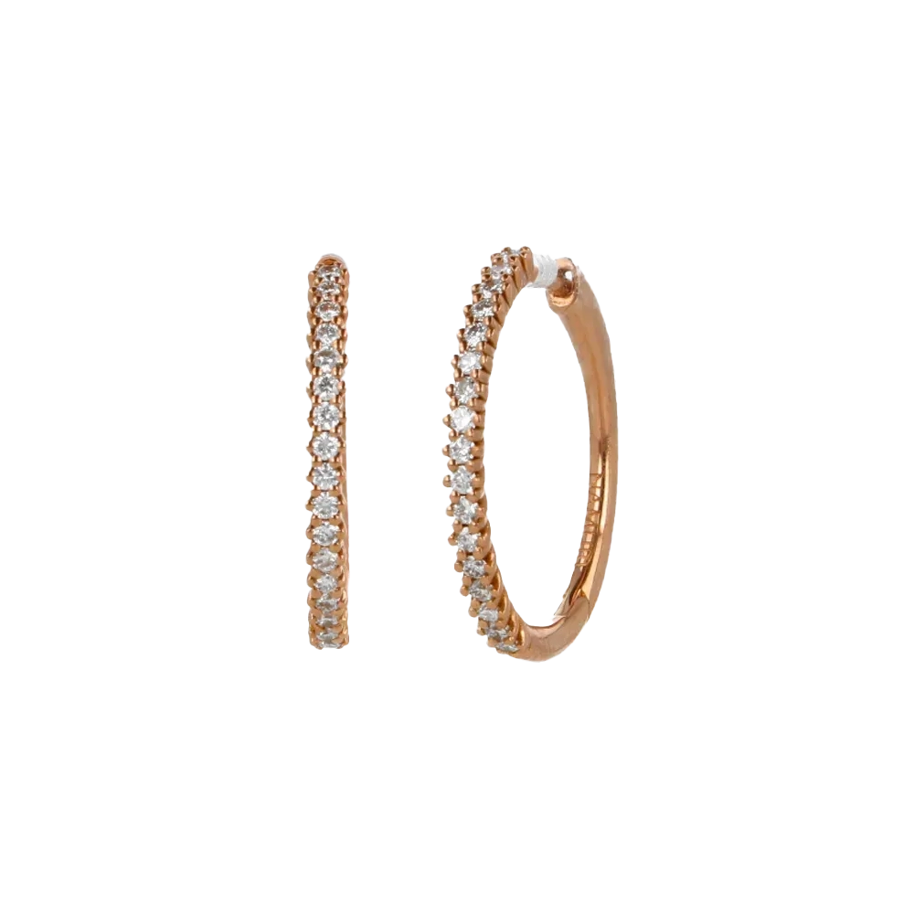 Orecchini nuda in oro rosa 18K con diamanti mezza veretta