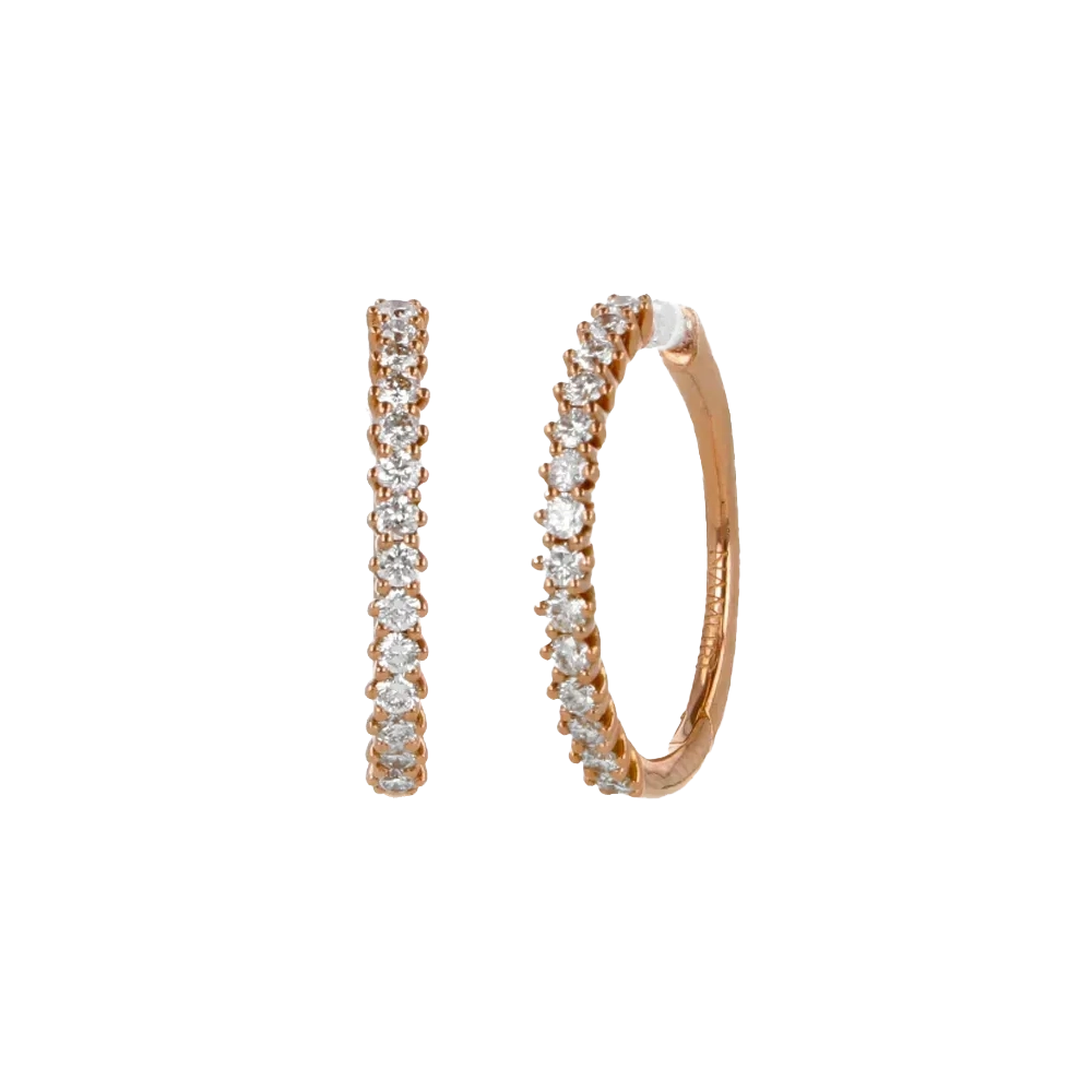 Orecchini nuda in oro rosa 18K con diamanti mezza veretta