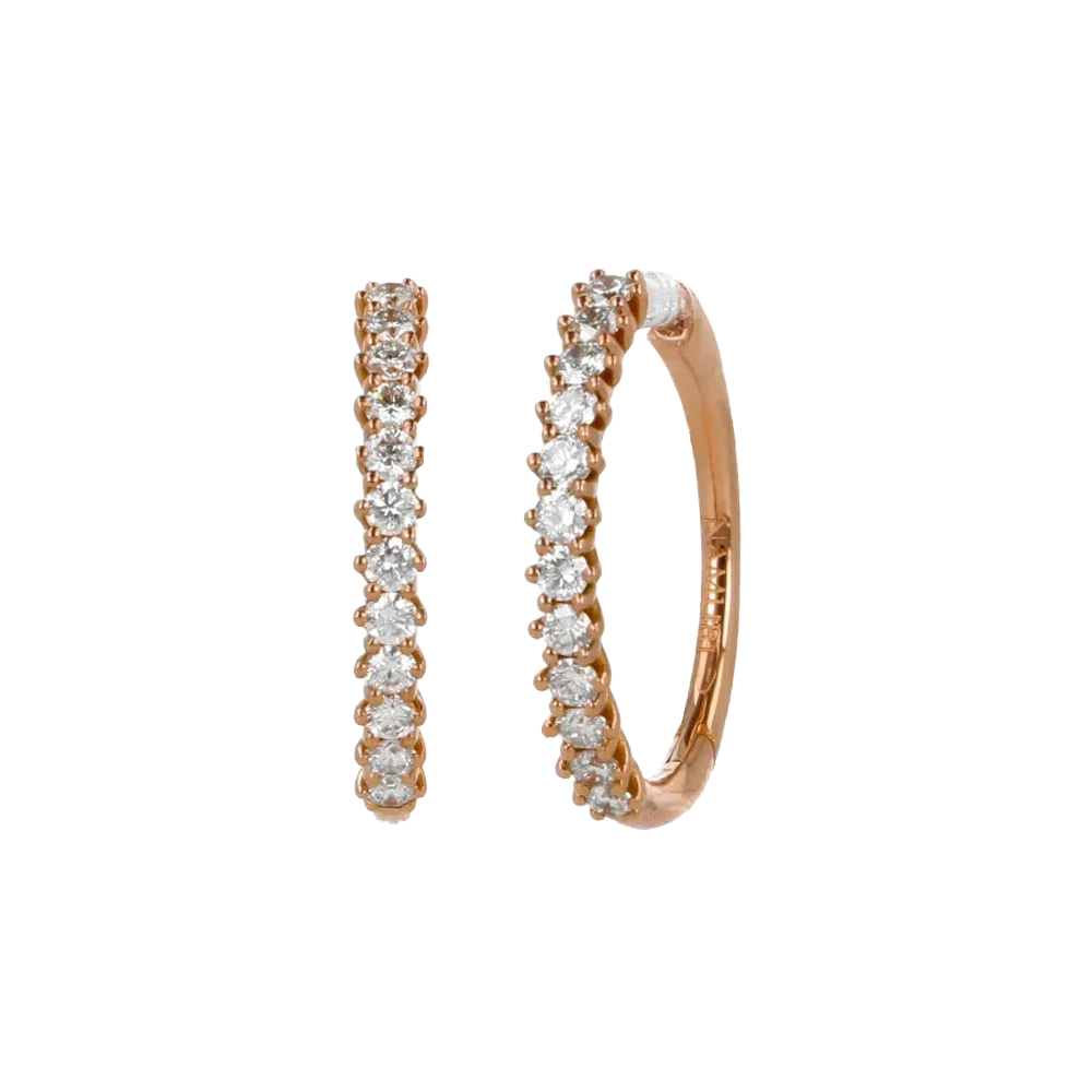 Orecchini nuda in oro rosa 18K con diamanti mezza veretta