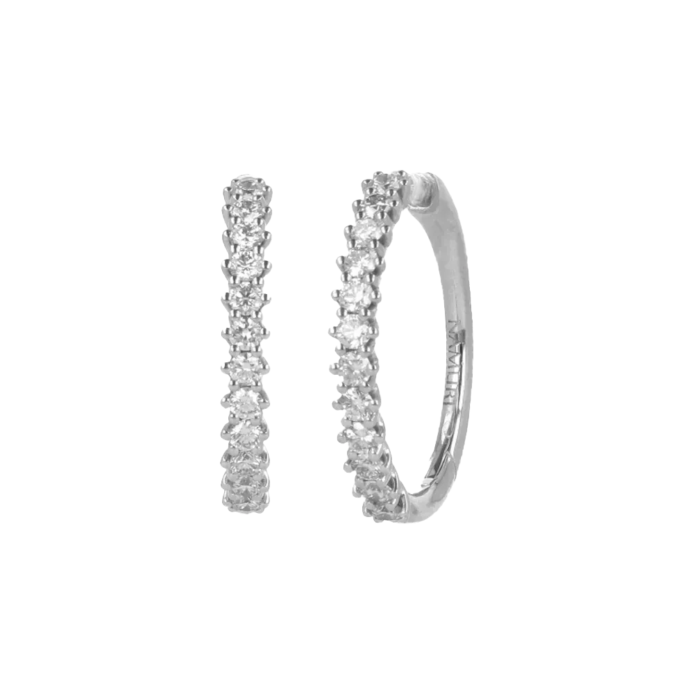 Orecchini nuda in oro bianco 18K con diamanti mezza veretta