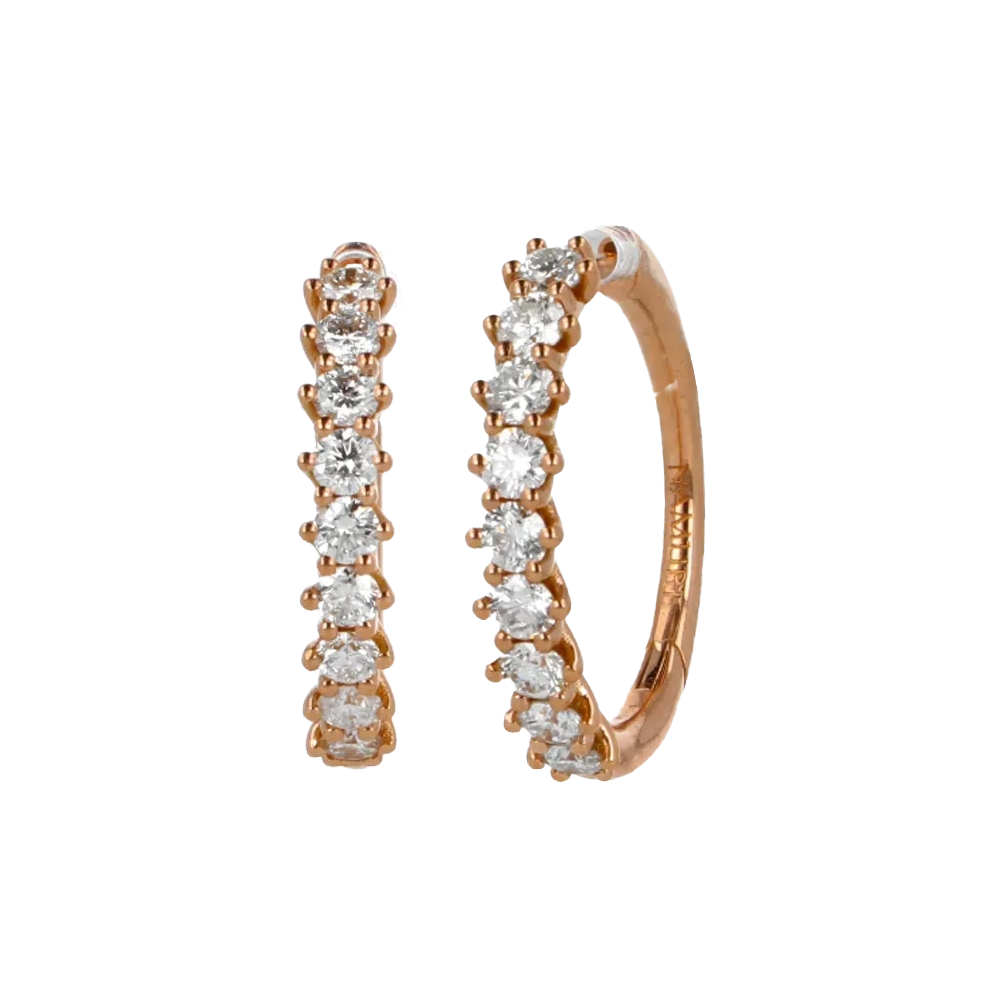 Orecchini nuda in oro rosa 18K con diamanti mezza veretta