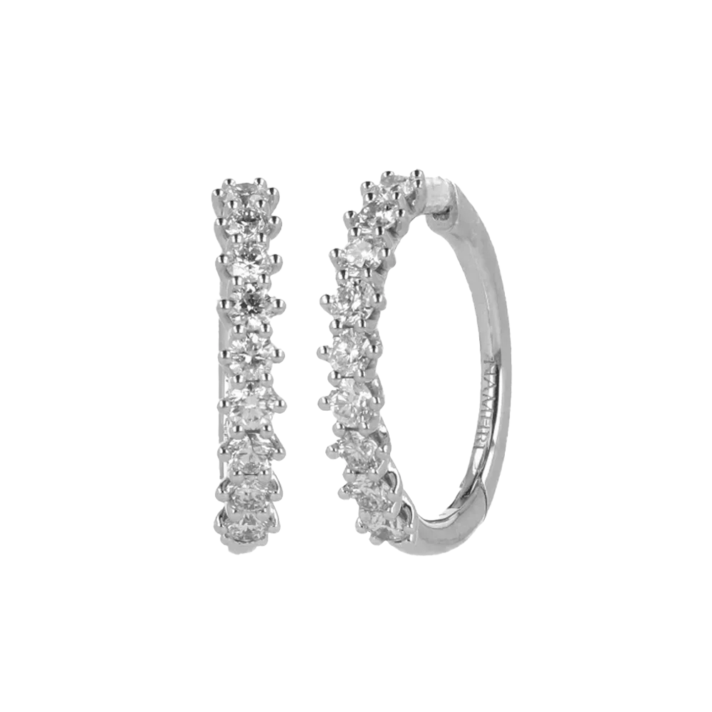 Orecchini nuda in oro bianco 18K con diamanti mezza veretta