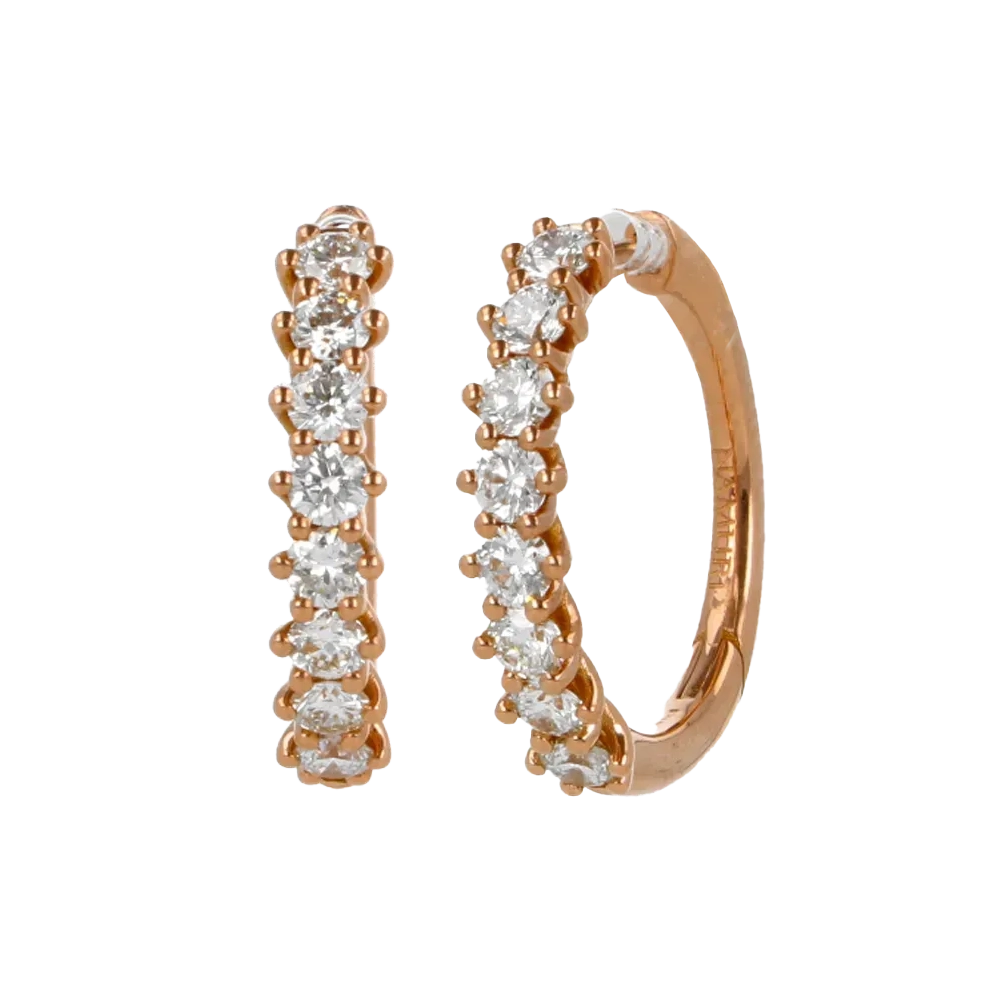 Orecchini nuda in oro rosa 18K con diamanti mezza veretta