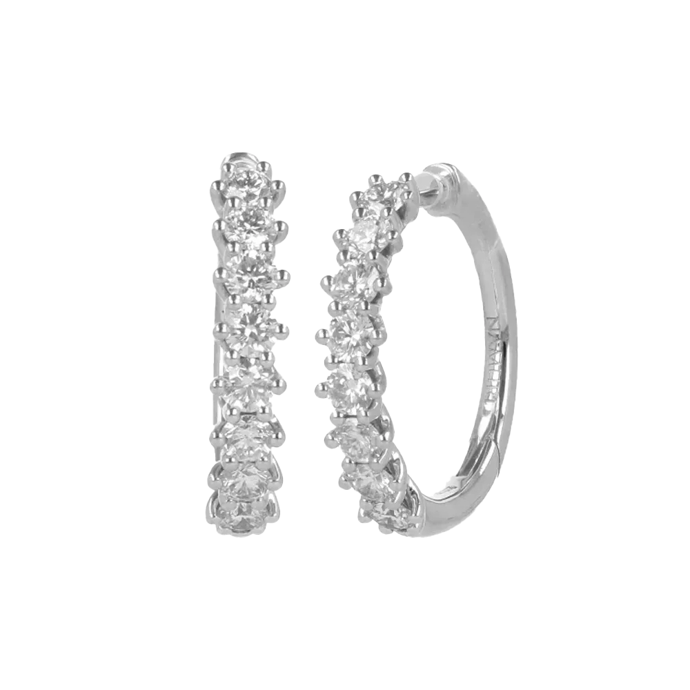 Orecchini nuda in oro bianco 18K con diamanti mezza veretta