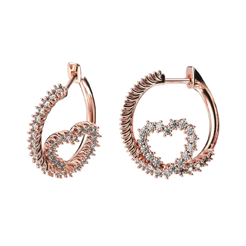 Orecchini oro rosa 18K a cerchio cuore intrecciato