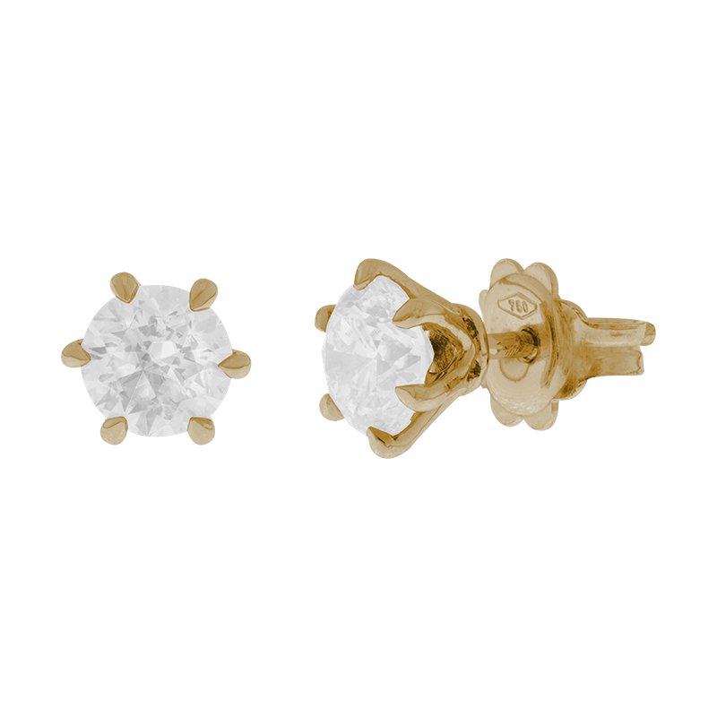 Orecchini sei griffe oro giallo 18K con diamanti da 0.60 a 2.00 ct