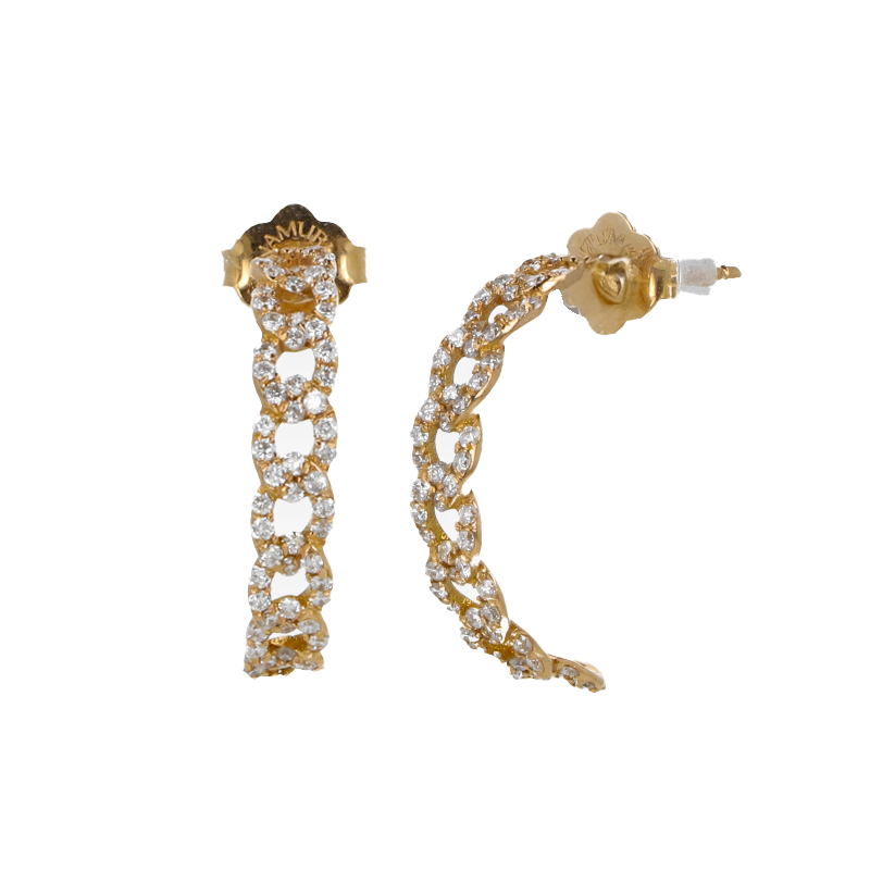 Orecchini oro giallo 18K con diamanti groumette