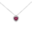 Ciondolo in oro Bianco 18K con Diamanti e Centrale Cuore Rubino