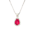 Pendente oro bianco 18K con diamanti con rubino centrale a goccia