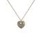 Pendente in oro giallo 18K con diamanti pavè con cuore centrale doppio contorno