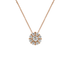Pendente Oro Rosa 18K con Diamante Centrale e Contorno di Diamanti