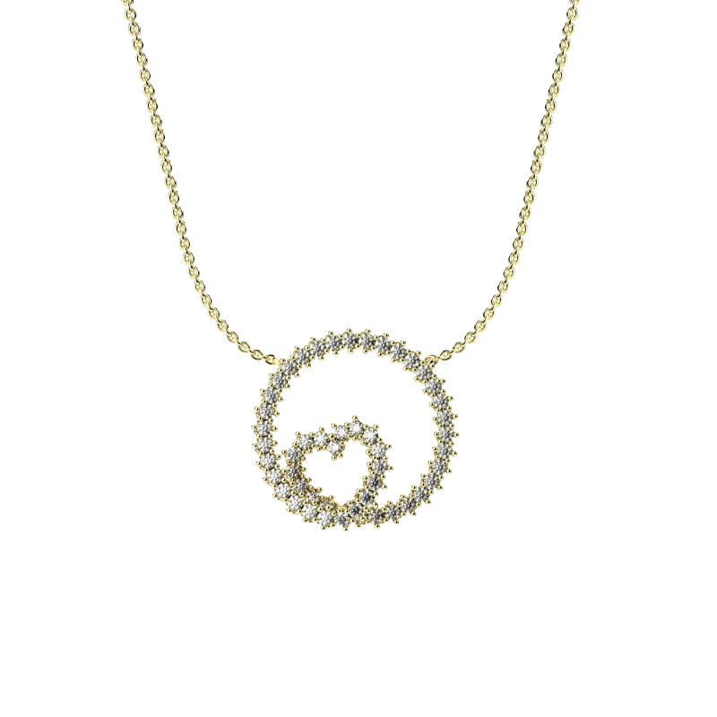 Pendente oro giallo 18K a cerchio cuore intrecciato