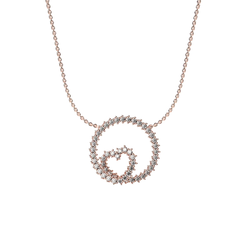 Pendente oro rosa 18K a cerchio cuore intrecciato