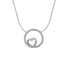 Pendente oro bianco 18K a cerchio cuore intrecciato