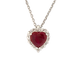 Pendente oro bianco 18K con diamanti con rubino centrale a cuore