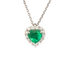 Pendente oro bianco 18K con diamanti con smeraldo centrale a cuore