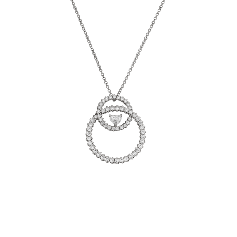 Ciondolo in oro bianco 18K con diamanti con cuore