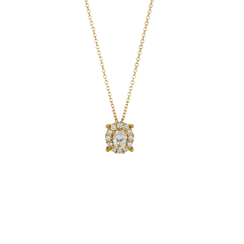 Pendente grande oro giallo 18K con diamanti con centrale oval cut