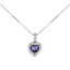 Ciondolo in oro Bianco 18K Diamanti e Centrale Cuore Zaffiro