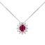 Pendente oro Bianco 18K con Diamanti e Centrale Rubino
