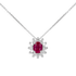 Pendente oro Bianco 18K con Diamanti e Centrale Rubino
