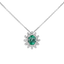 Pendente oro Bianco 18K con Diamanti e Centrale Smeraldo