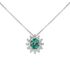 Pendente oro Bianco 18K con Diamanti e Centrale Smeraldo