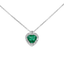 Ciondolo in oro Bianco 18K Diamanti e Centrale Cuore Smeraldo
