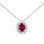 Ciondolo in oro Bianco 18K Diamanti e Centrale Rubino