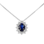 Ciondolo in oro Bianco 18K Diamanti e Centrale Zaffiro