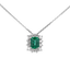 Pendente in oro Bianco 18K Diamanti e Centrale Smeraldo