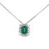 Pendente in oro Bianco 18K Diamanti e Centrale Smeraldo