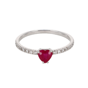 Anello in Oro Bianco 18K con diamanti e Rubino