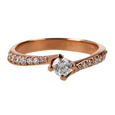 Anello oro rosa 18K con diamanti con centrale round da 0.32 a 0.46 ct