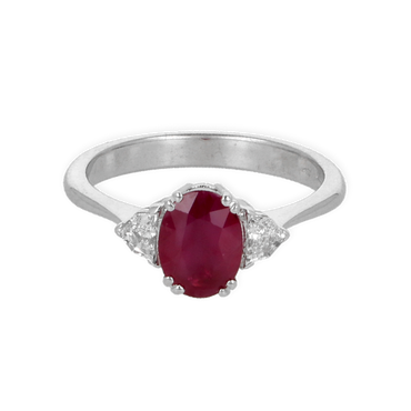 Anello oro bianco 18K con diamanti con rubino