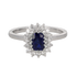 Anello oro bianco 18K con diamanti con zaffiro