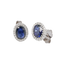 Orecchini in oro bianco 18K con diamanti pavè con zaffiro centrale da 0.58 a 2.00 ct