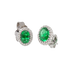 Orecchini in oro bianco 18K con diamanti pavè con smeraldo centrale da 0.68 a 1.80 ct