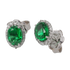 Orecchini in oro bianco 18K con diamanti pavè con smeraldo centrale da 0.79 a 2.58 ct