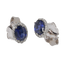 Orecchini in oro bianco 18K con diamanti pavè con zaffiro centrale da 0.69 a 3.08 ct