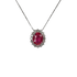 Ciondolo in oro bianco 18K con diamanti pavè con rubino centrale da 0.40 a 1.75 ct