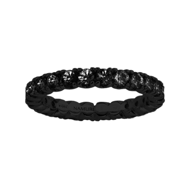 Fedina giro oro brunito 18K con diamanti neri